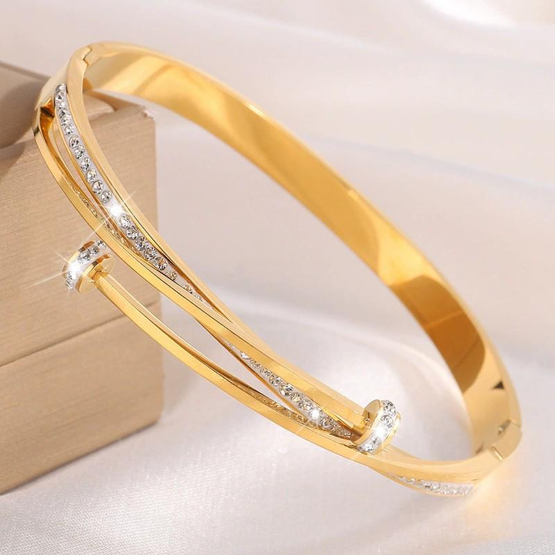 Starry Sky Full Diamond Titanium Steel Bracelet – Versatile, No-Fade Silver Women's Fashion Accessory