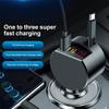 Автомобильное зарядное устройство Super Fast Charge Flash Charging с телескопическим кабелем, детектором напряжения, 3 в 1, с портами USB Type C, адаптер