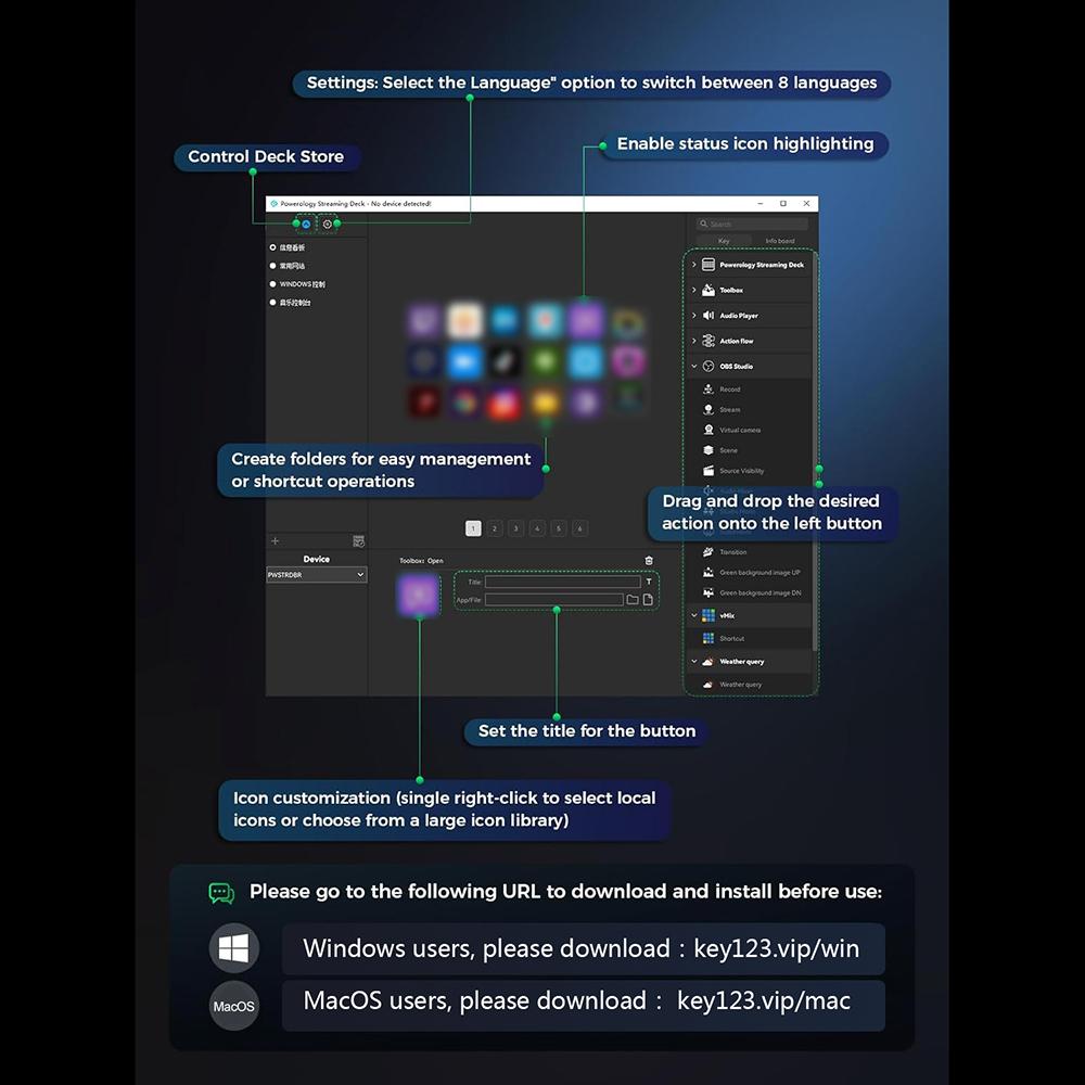 Универсальный студийный контроллер, с 15 клавишами, для OBS Twitch , Совместим с ПК и пользовательской консолью, для редактирования фото и видео