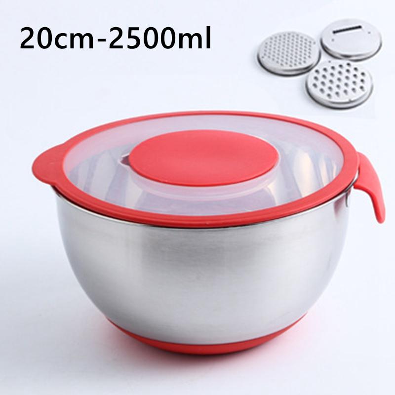 Миски для смешивания из нержавеющей стали с прозрачными крышками, вложенные друг в друга миски с терками и ручкой, нескользящие салатницы, набор кухонных принадлежностей