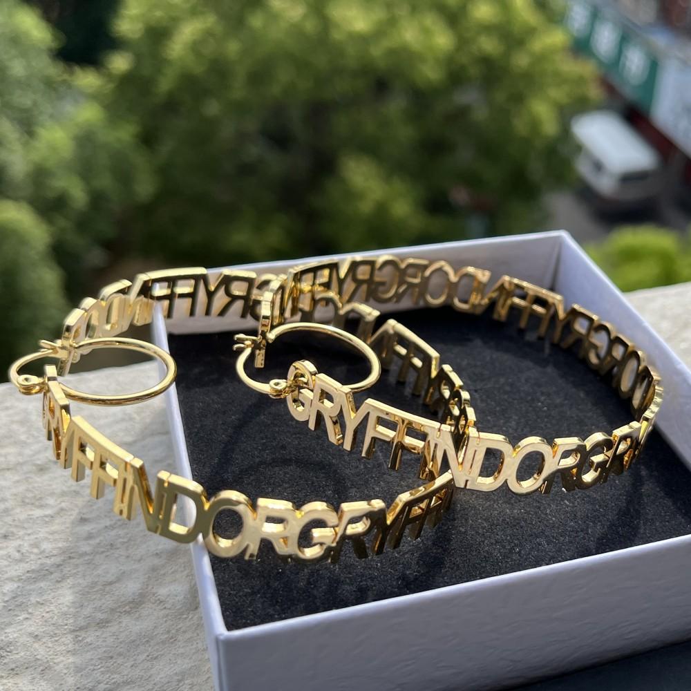 QIUHAN Personalized Initial Letter Nameplate Huggie Earrings Custom Name Hoop Earrings