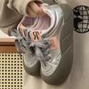 Two Wear Foot-stepping Satin Thick-soled White Shoes, Women's Spring and Summer Breathable Retro Sports and Leisure Board Shoes