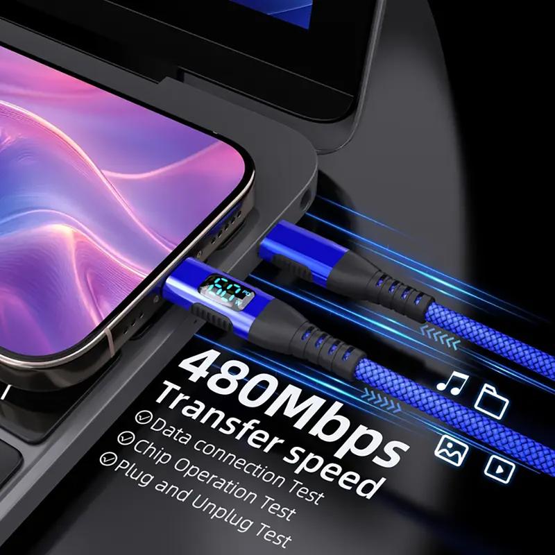 Кабель для передачи данных для мобильного телефона USB C — Type C с быстрой зарядкой 60 Вт/100 Вт 1 м 2 м 3 м 100 Вт Зарядный провод для Xiaomi Samsung Двойной кабель для передачи данных PD