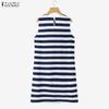 ZANZEA Женское повседневное платье-майка в полоску с круглым вырезом без рукавов