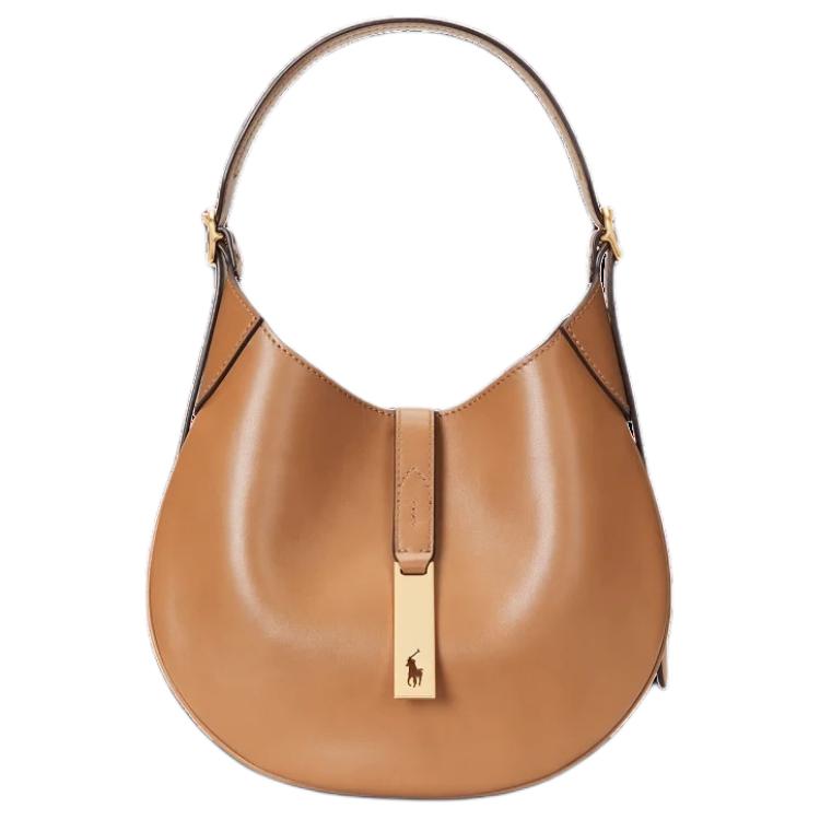 Polo Ralph Lauren Polo ID Metal Hardware Iconic Pony Hollow Pattern Leather Handbag Small Women handbags Brown Yellow WAPOBAG02V20128