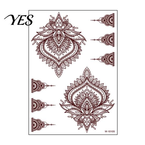 Event Makeup Tattoos Henna Tattoo Stickers, Red Brown Waterproof Lace Temporary Tattoos, Fake Body Indian Mehndi Art for Women Girls, Festival Family