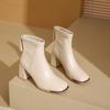 Fashion Temperament French Square Head Back Zipper Short Boots for Women Shoes Autumn/winter Thick High Heels Chelsea Boot Botines Mujer