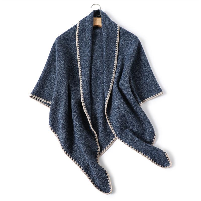 Solid Color Imitation Cashmere Temperament Scarf Long Triangle Scarf Warm Scarf Women'S Thickened Shawl Versatile In Autumn And Winter