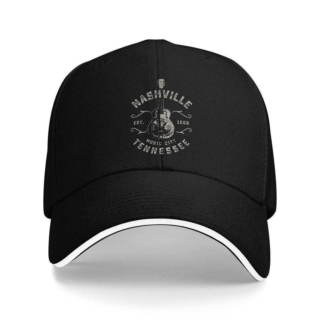 Nashville Tennessee Country Music Sandwich Baseball Caps Hip Hop Guitar City for Unisex Women Polyester Headwear Running Gift Hat