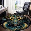 1PC Dragon Fantasy Office Round Area Rug, Mat Suitable For Office, Under Office Chairs Bedroom Living Room Home Decor, Room Deco