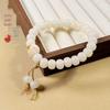 Белый браслет из бусин Бодхи с обугленной подвеской в виде кошачьей лапки - Унисекс парные украшения