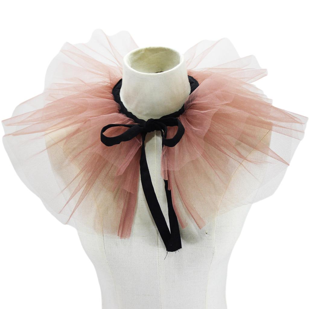 Victorian Vintage Mesh Neck Ruff Ruffle Collar Layered Clown Neck Collar Tie Cosplay Accessories for Women