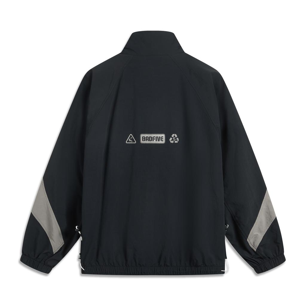 Li Ning Удобная Повседневная Простая Свободная Куртка с Воротником-стойкой на Молнии Мужская Куртка Черная AFDV127-3