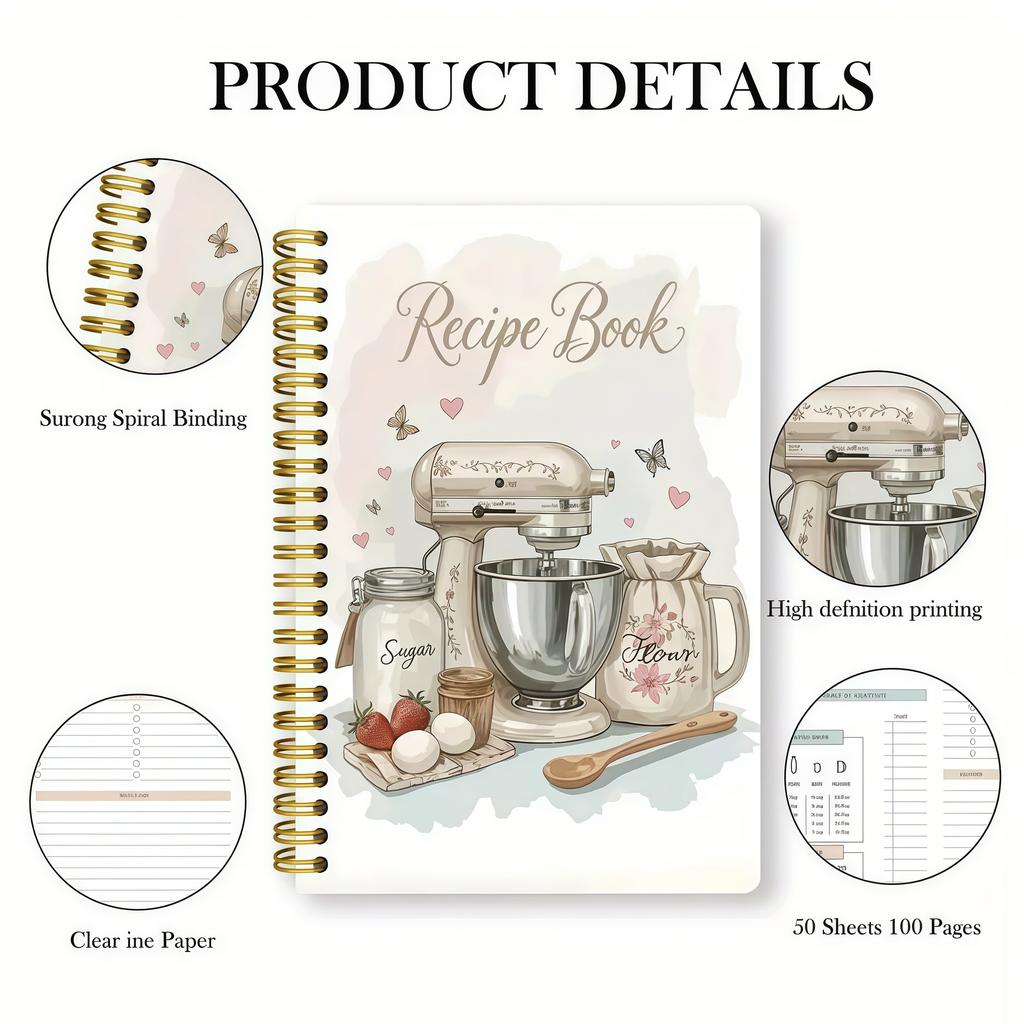 New arrival spiral recipe notebook cooking diary home recipe coil book