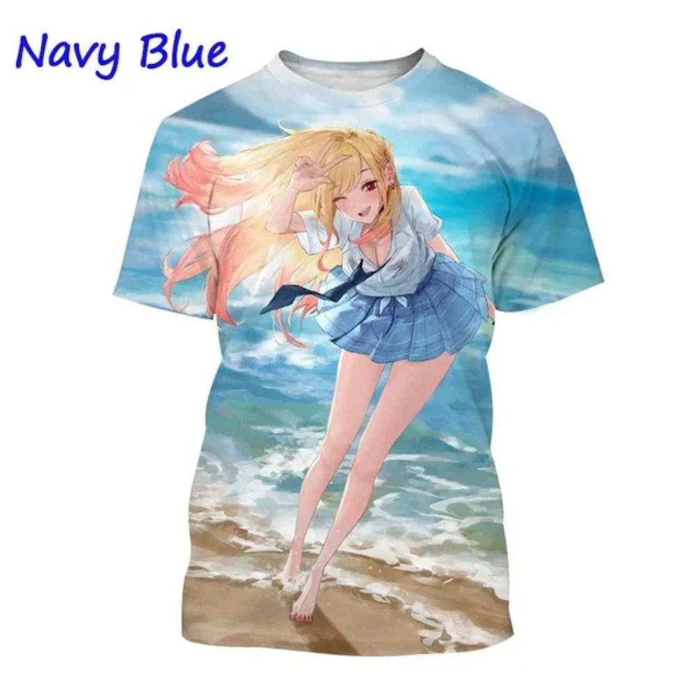 Футболки с изображением персонажа аниме Марин Китагава для мужчин и женщин с 3D-принтом, летние футболки Harajuku с круглым вырезом, дышащие, с коротким рукавом, повседневные детские футболки
