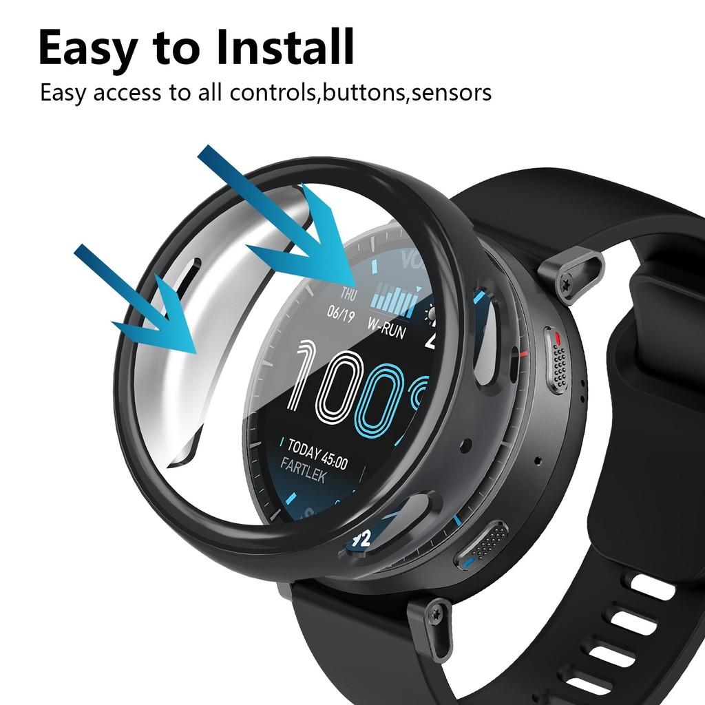 Smooth Silicone Watch Band & TPU Full Cover Soft Case for Amazfit Active Max Secure Buckle Sport Strap Set