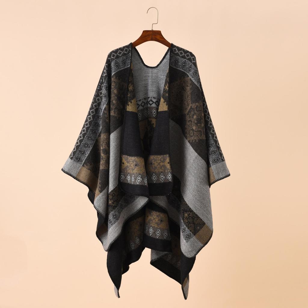 Striped Colorblocking Travel Shawl Elegant Personalized Printed Poncho