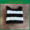 Ears Design Cats Knit Cap With Stripe Style For Daily Cold Weather Outdoor Use