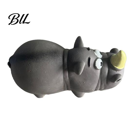 Dog Chew Toy Pet Toys Rhino Shape with Sound Design Flexible Bite-Resistant Bite-resistant Latex Teeth Cleaning Relieve Anxiety Shaped