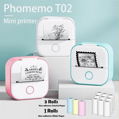 Портативный мини-принтер Phomemo T02, беспроводной термопринтер, карманная этикетировочная машина для DIY, фотопечать, наклейка для журнала