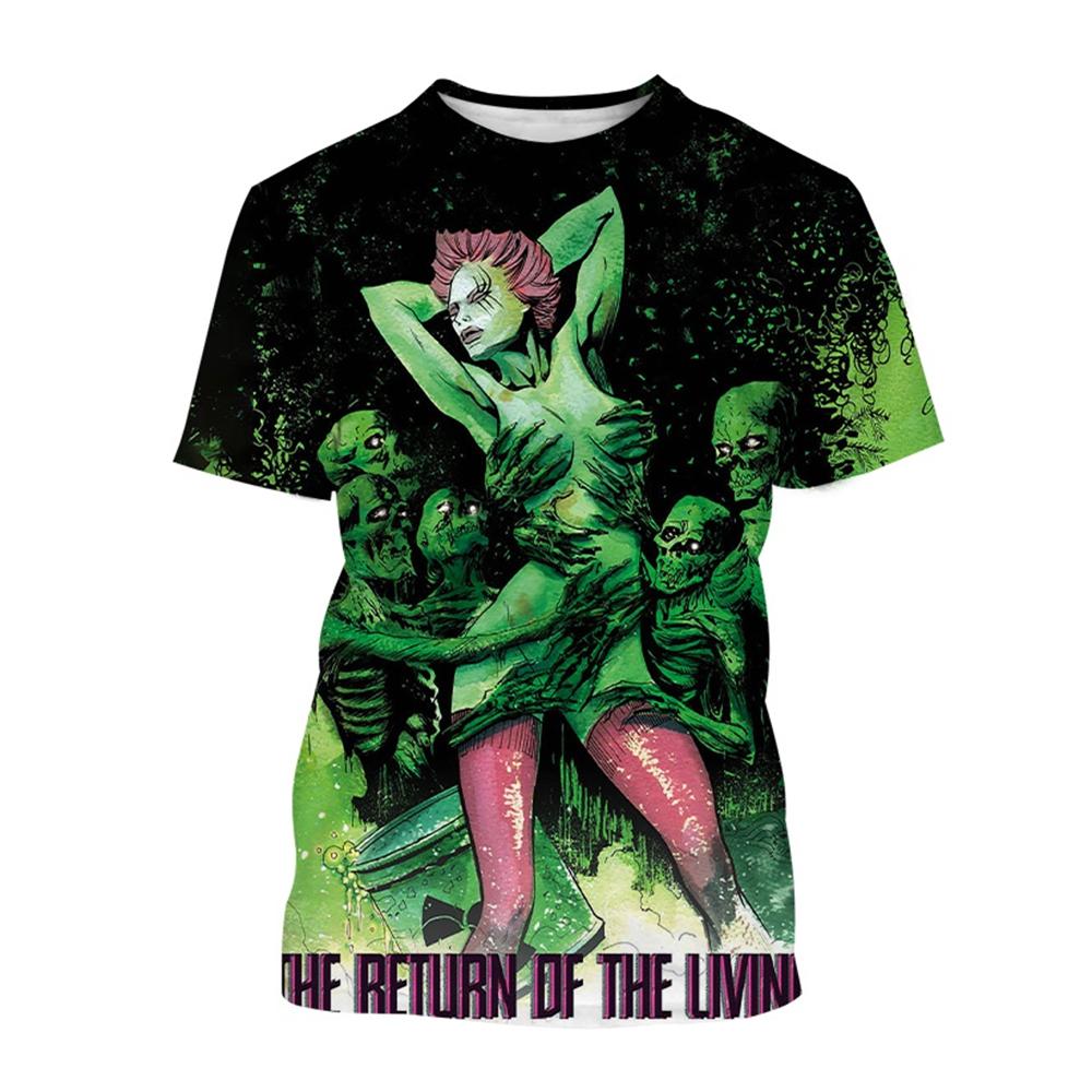 Новая классическая футболка с изображением фильма ужасов «Возвращение живых мертвецов», 3D-принт с изображением черепа зомби, унисекс, уличная одежда для детей