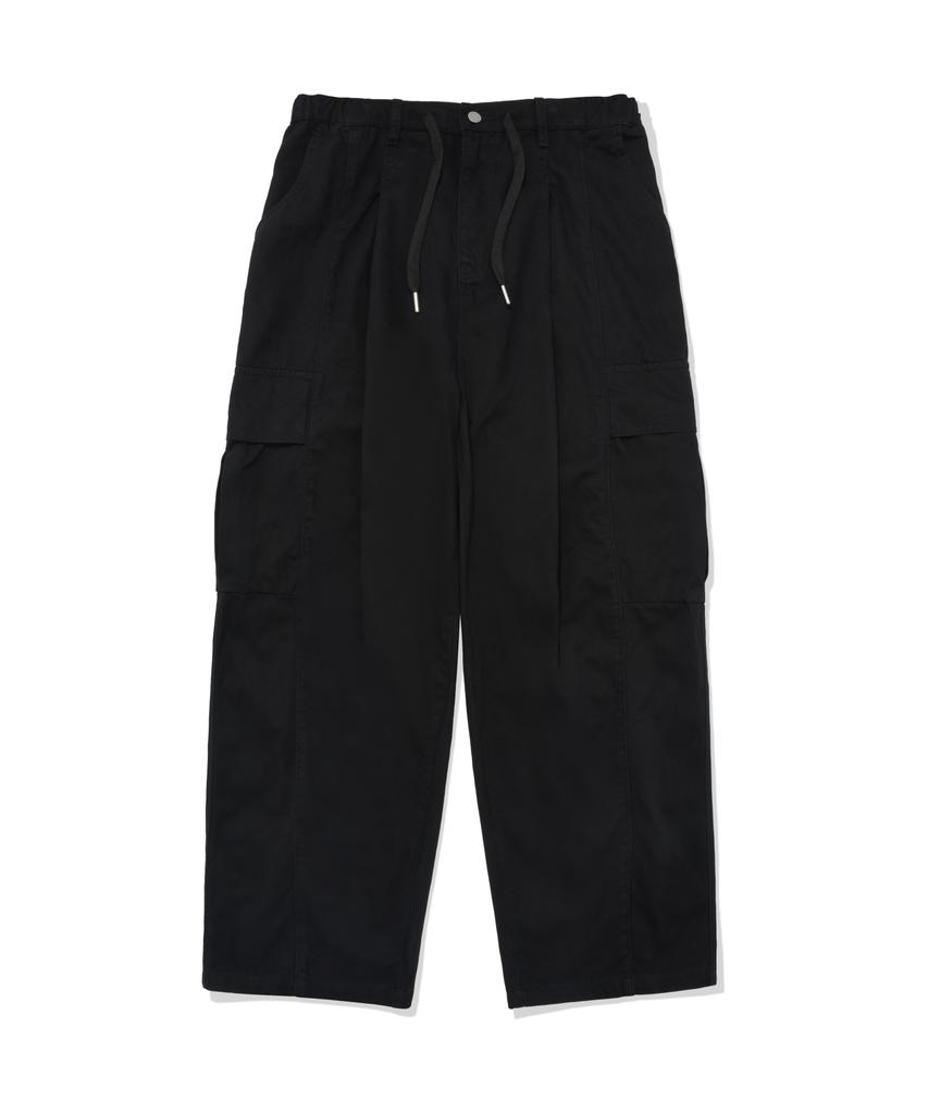 AOTT Single-Pleat Wide Cargo Pants Black