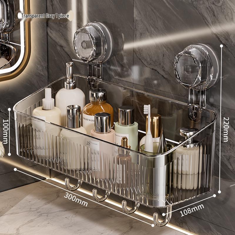 Настенная полка-органайзер на присосках без сверления для ванных принадлежностей и косметики