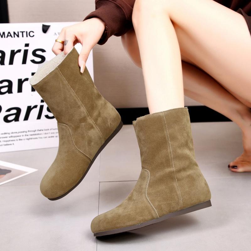 Женские ботильоны на плоской подошве с мехом, замшевые туфли, зимняя мода 2025 года, новые повседневные кроссовки-гладиаторы, короткие, плюшевые, теплые, для отдыха на свежем воздухе, зимние ботинки Mujer