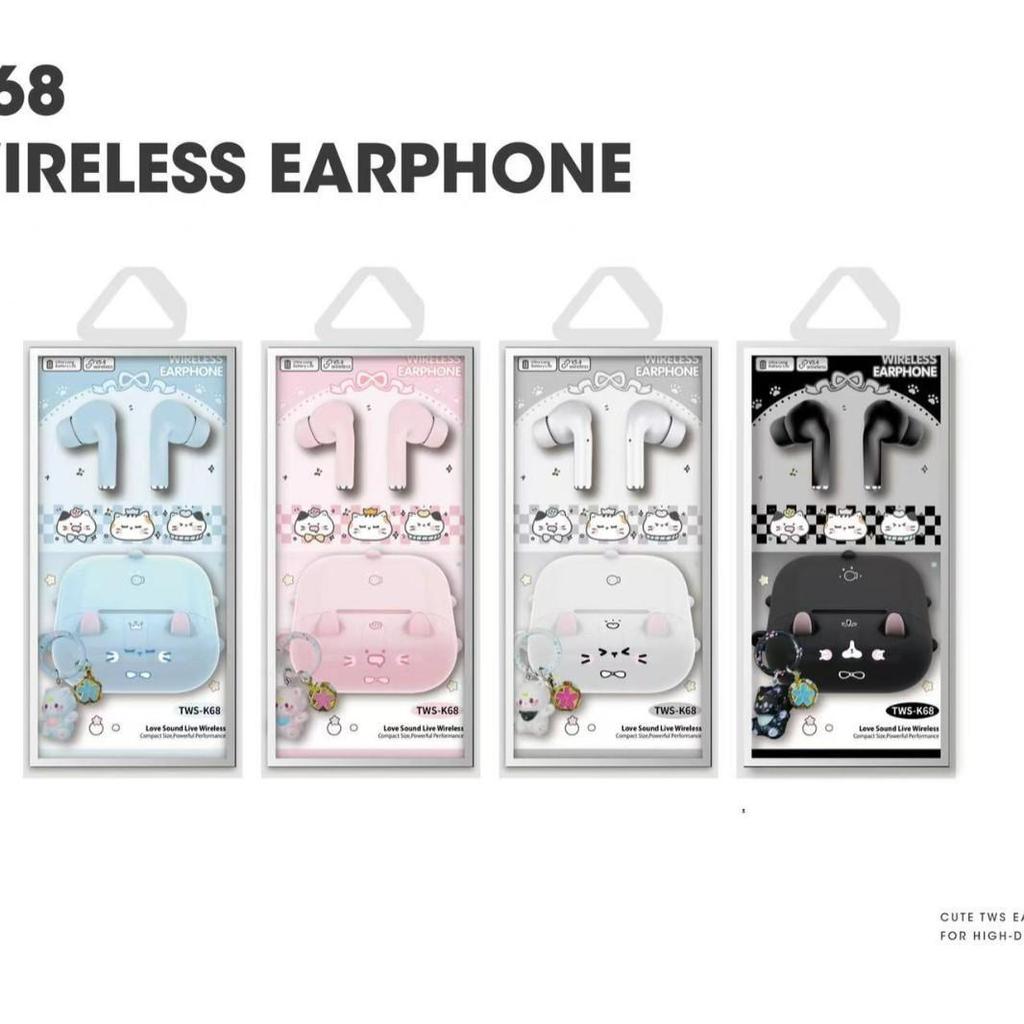 Новые True Wireless Bluetooth 5.4 наушники TWS-K68 с зарядным кейсом в виде мультяшного животного