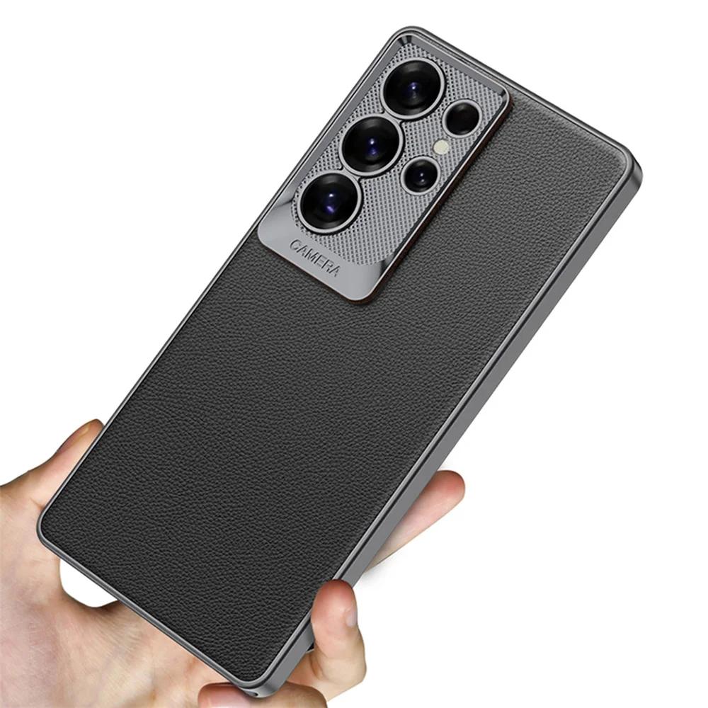 Чехлы из гальванизированной кожи для Galaxy S25 Ultra, чехол для телефона Samsung Galaxy S25 Ultra, противоударный жесткий защитный чехол