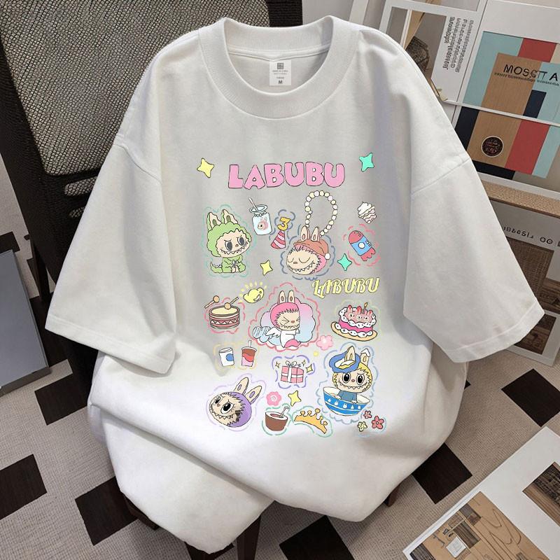 LABUBU летняя свободная блузка унисекс с короткими рукавами, модная и трендовая