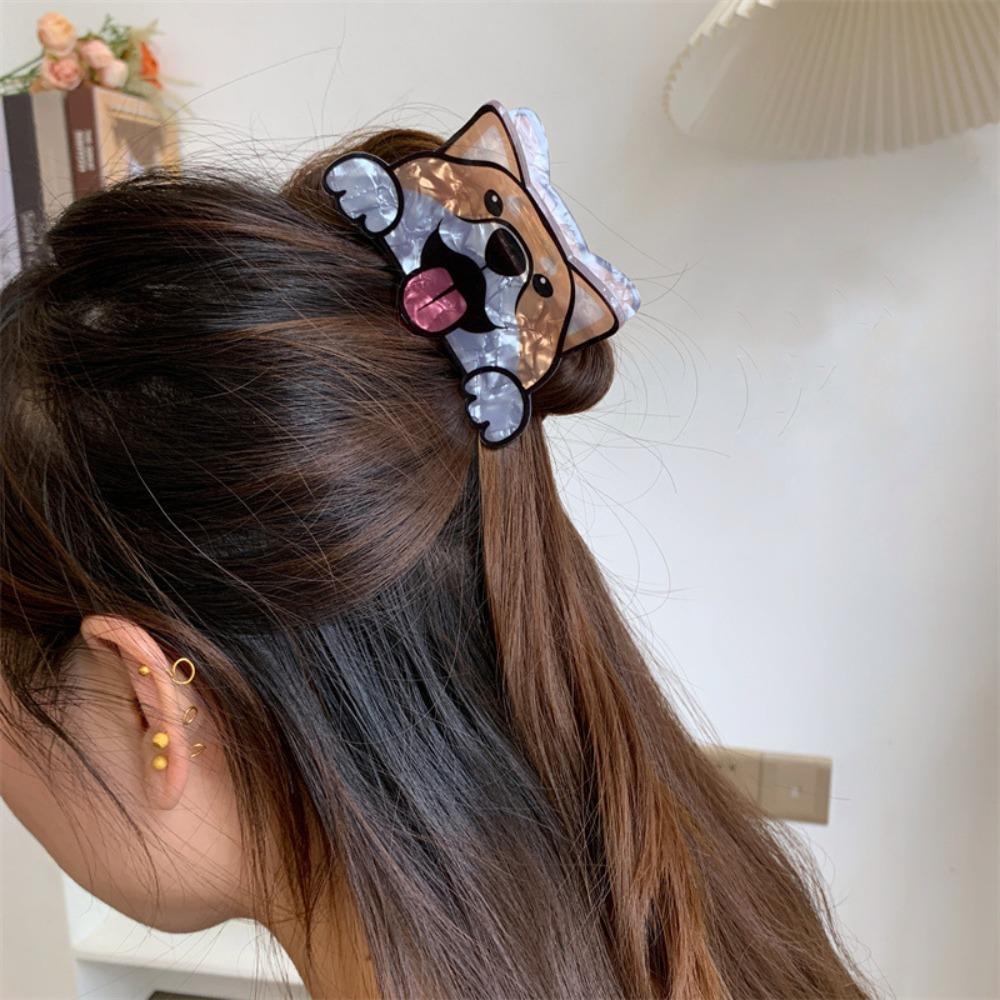 Korean Style Cartoon Dog Hair Claw Acrylic Small Shark Clip Kawaii Hair Clip  Headdress