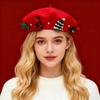 Женский праздничный красный шерстяной берет – Японская милая рождественская аппликация