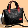 Women PU Leather Top Handle Shoulder Crossbody Bag Fashion Large Capacity Solid Color Letter Printed Tote Handbag