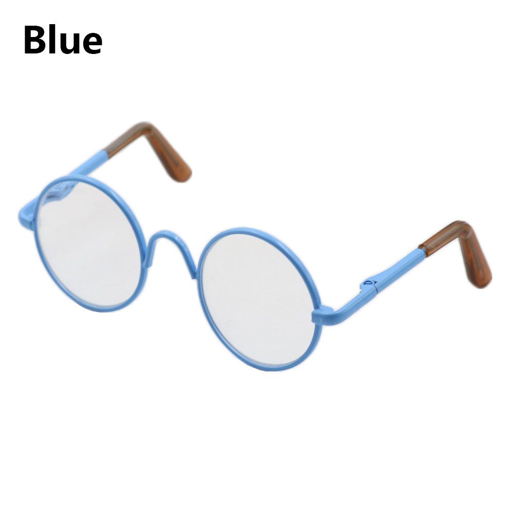 Fashion Suit For 12/18 Inch Small Eyeglass Colorful Miniature Eyewear Metal Frame Dolls Glasses Round-Shaped Clear Lens