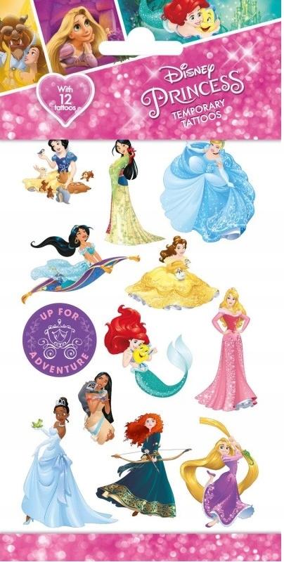 Tatuaże Zmywalne Tymczasowe Księżniczki Disney Princess Urodziny 12Szt.