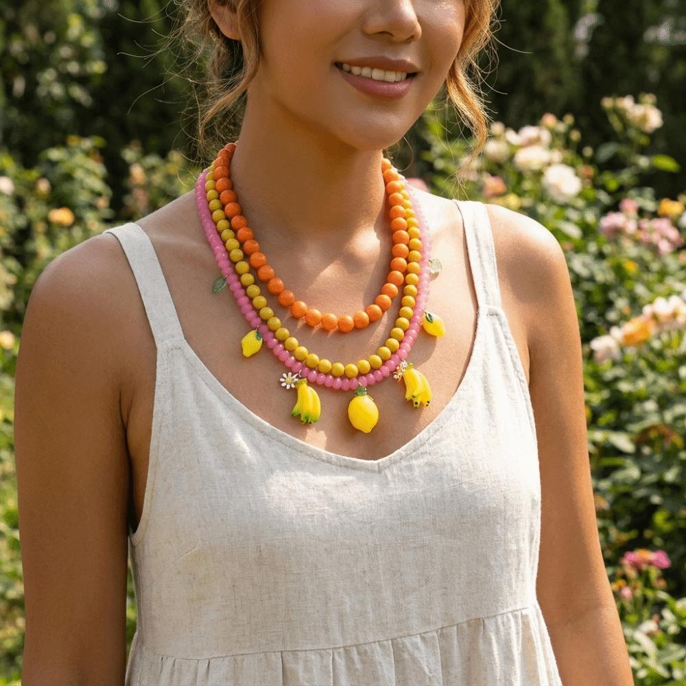 Resin Multi-Layer Necklace Adjustable Necklace Set Creative Pendant Necklace  Vacation