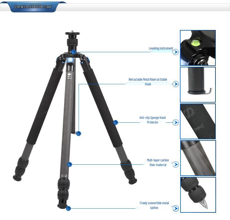 Штатив SIRUI R-3213X из углеродного волокна для DSLR-камер - Стабильная поддержка для фото- и видеосъемки