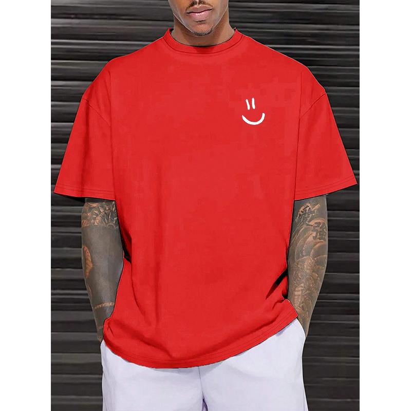 Funny Smily Face Print Tshirt Men Summer Casual Round Neck Short Sleeve Clothes Harajuku Unisex Cotton Tee Streetwear Tops
