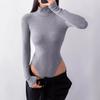 Wind Tight Elastic Turtleneck Long-sleeved Onesie Women's Versatile Solid Color Threaded Slim Bottoming Shirt T-shirt Top
