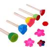5pcs/lot Wooden DIY Painting Sponge Brush Toy Handle Baby Educational Doodle Drawing Graffiti Tools