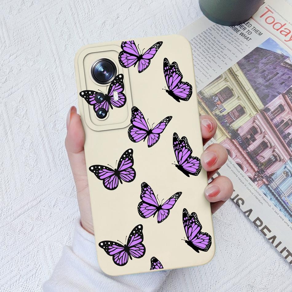 For Xiaomi 12 Pro Lite Ultra Phone Cases Butterfly Cat Heart Liquid Silicone Camera Protection Shell Cover For Xiaomi12 Bumper