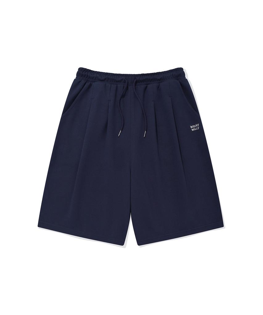 WACKY WILLY Double-Tuck Bermuda Sweat Shorts Navy