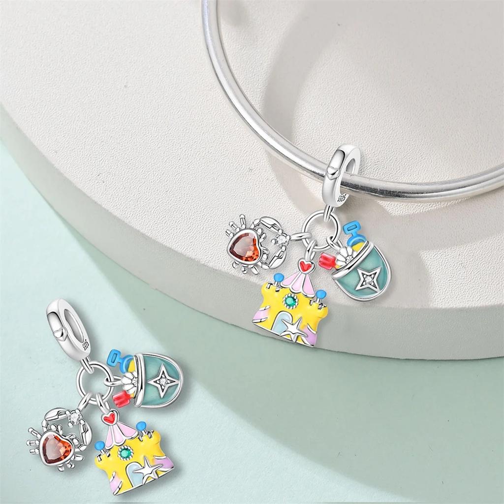 Copper Charms Coconut Tree Cactus Starfish Beach Beads Fit Original Bracelets Bangle Diy Pendant Fine Jewelry Gift