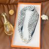 Silk Scarf Women's Spring, Autumn and Summer New Fashion Neck Protection Decoration Long Necklace Type Magnetic Buckle Scarf Small Scarf