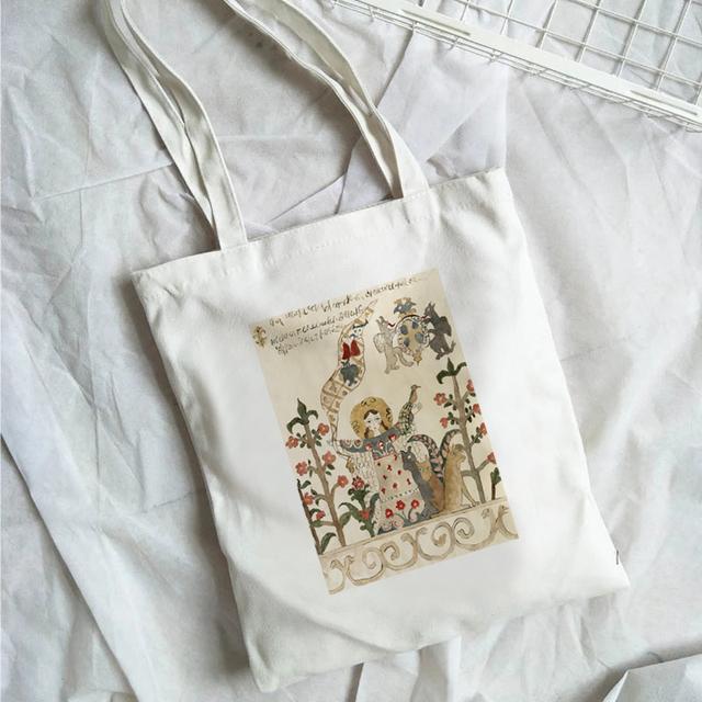 Новая модная тенденция, милая девчачья холщовая сумка на плечо, сумка для покупок, экологически чистая многоразовая женская большая сумка Kawaii, эстетичная белая большая сумка.