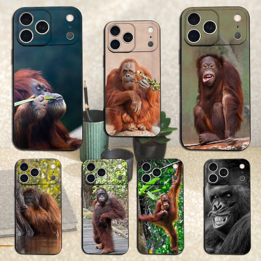 Красный Смешной Бабуин Чехол Для iPhone 12,14,15,16,17,13,11,X,Mini,Plus,Pro Max,8,7,XR,SE,XS,Мягкий Силикон Черный