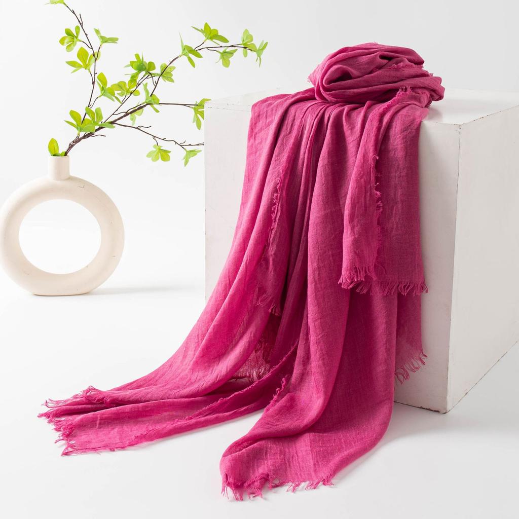 Spring and summer sunscreen scarf imitation cotton and linen solid color simple shawl women's high-end silk scarf yarn headscarf women's cross-border