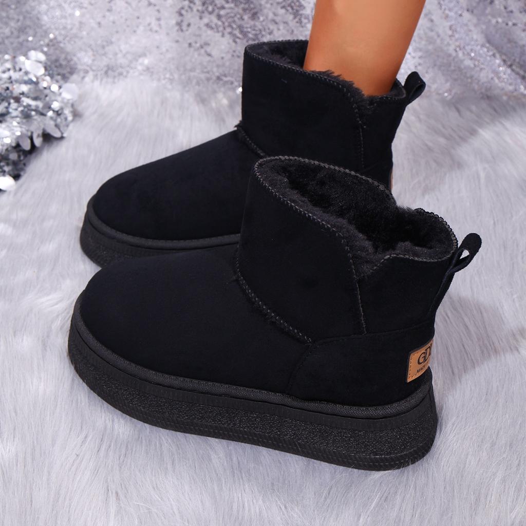 Модные женские ботинки Дизайнерские повседневные туфли на плоской подошве Женские 2025 Новые Ретро Плюшевые Толстые Теплые Снежные Ботинки Зимние Роскошный Бренд Женские Ботильоны