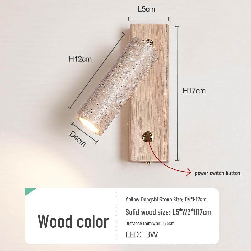 Желтый травертиновый настенный светильник в стиле ваби-саби для спальни, внутреннего двора или балкона - Водонепроницаемый уличный светильник.